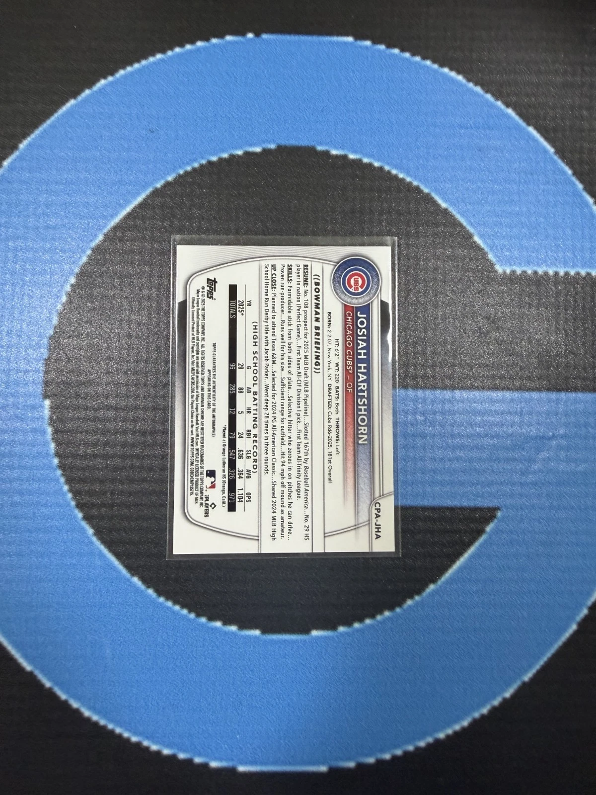 2025 Bowman Draft Chrome Josiah Hartshorn 1st Auto Gold Shimmer Refractor /50 Cubs view 2