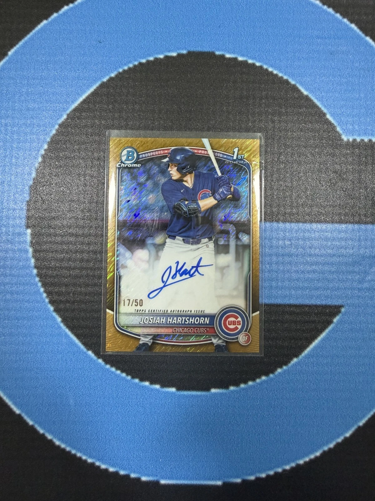 2025 Bowman Draft Chrome Josiah Hartshorn 1st Auto Gold Shimmer Refractor /50 Cubs view 3