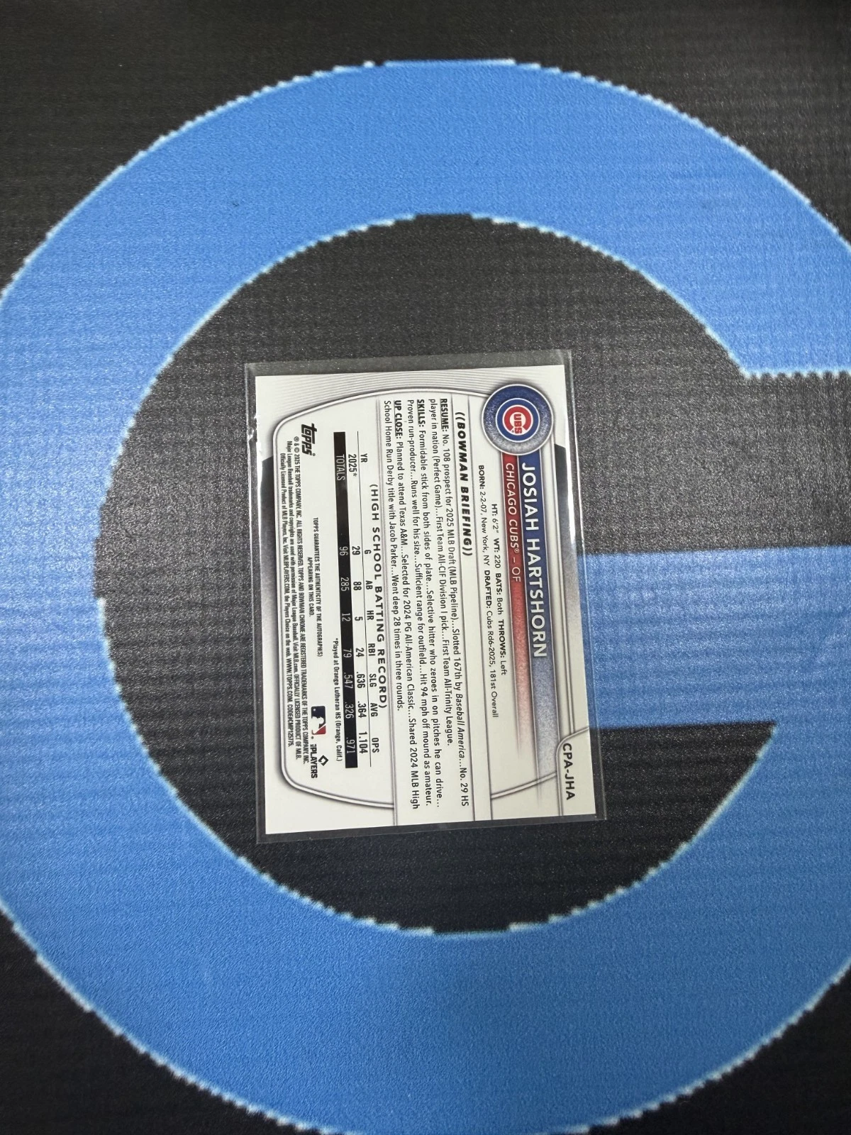 2025 Bowman Draft Chrome Josiah Hartshorn 1st Auto Gold Shimmer Refractor /50 Cubs view 4